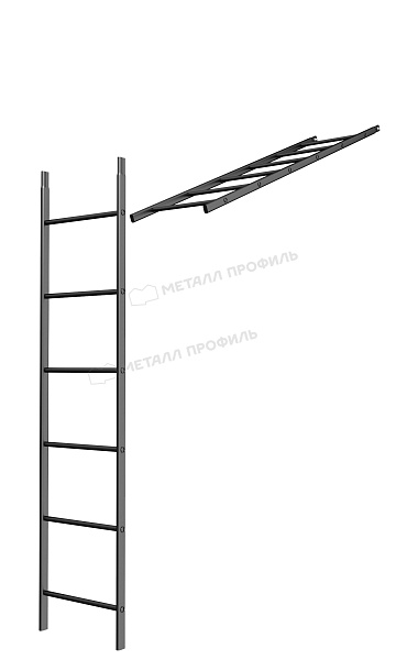 Такой товар, как Лестница кровельная стеновая дл. 1860 мм без кронштейнов (9005), можно приобрести в Компании Металл Профиль.